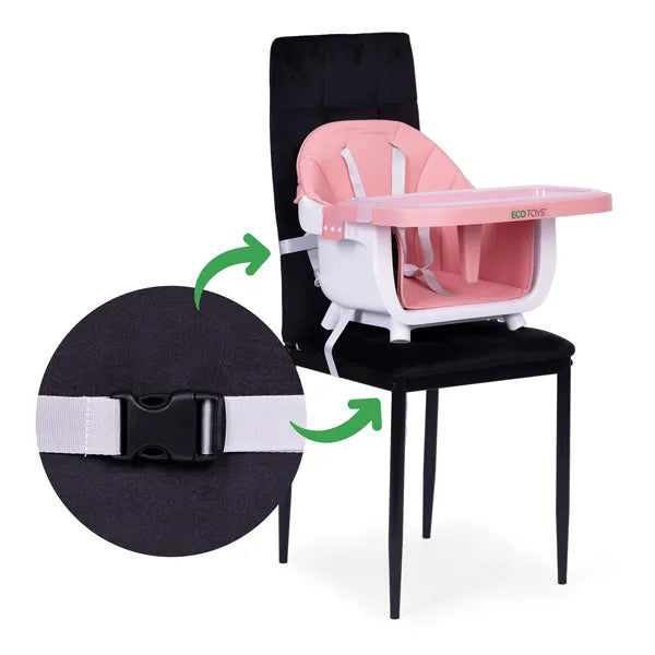 2 az 1-ben rózsaszín baba etetőszék, 6–36 hó, 20 kg teherbírás