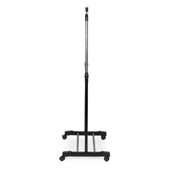 Állítható magasságú gurulós ruhafogas cipőtartó polccal, 88-151 cm