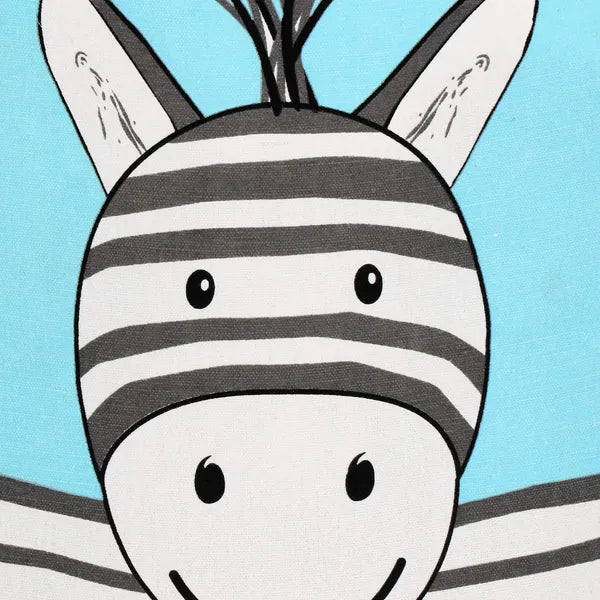 Tároló kosár 80 l, Ø40×50 cm, len-pamut, kék zebra mintás