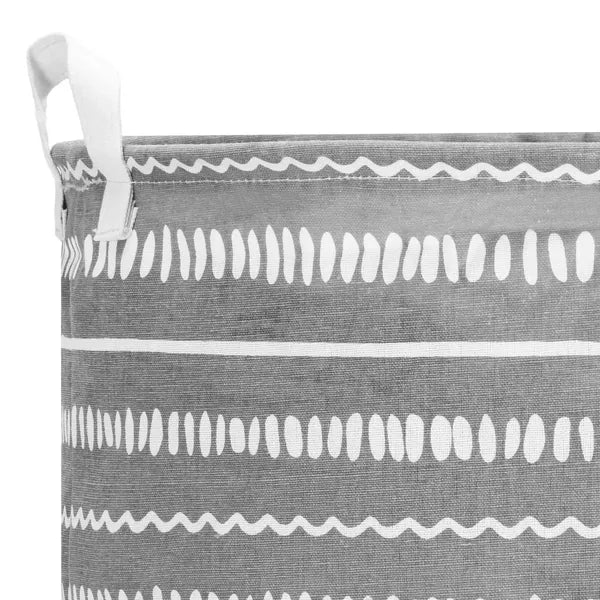 Skandináv tároló kosár 80 l, 50×40 cm, len/pamut, krém–szürke