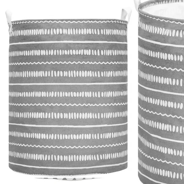 Skandináv tároló kosár 80 l, 50×40 cm, len/pamut, krém–szürke