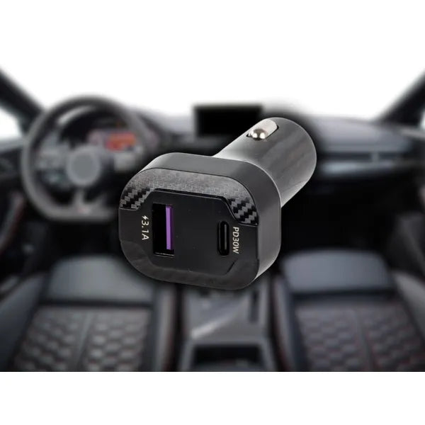 45 W-os USB-C PD autós gyorstöltő (USB-A 15 W) RGB, LCD kijelző