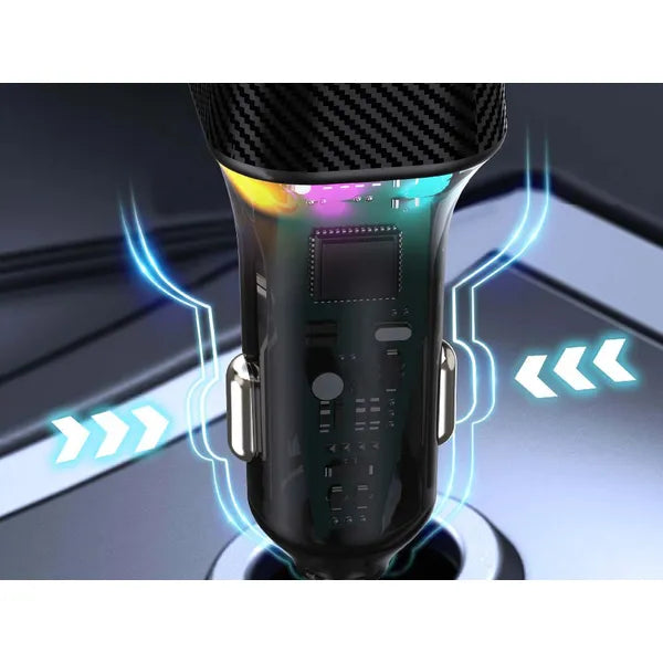 45 W-os USB-C PD autós gyorstöltő (USB-A 15 W) RGB, LCD kijelző
