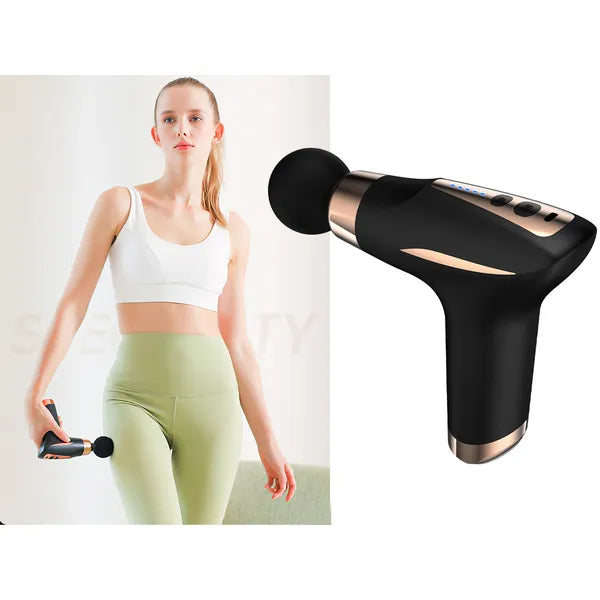 Masszázspisztoly 6 fejjel, fűtés, usb-c, fekete