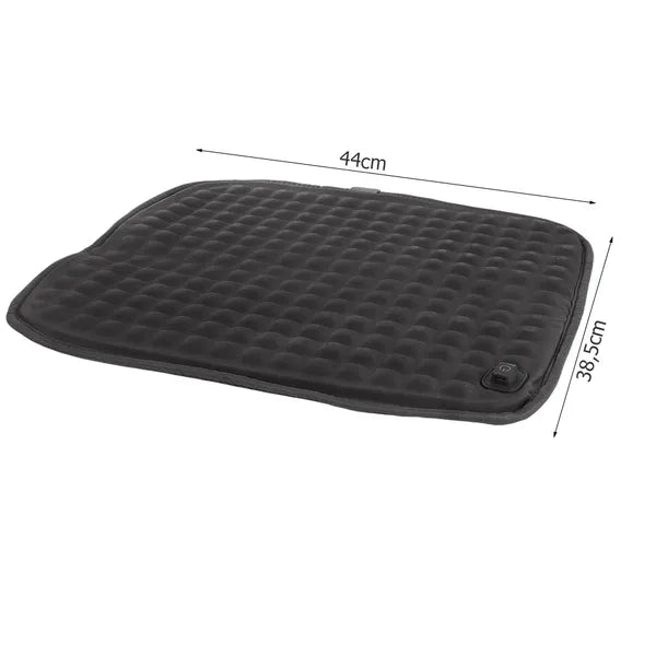 USB-s autós fűthető ülőpárna, 5 hőfok, 44×38,5 cm, fekete