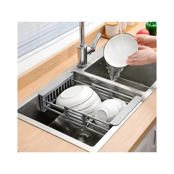 Állítható teleszkópos mosogató csepegtető kosár, 29-44 cm, szürke