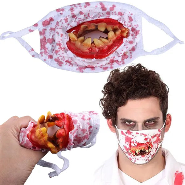 Véres fogú horror Halloween maszk, univerzális méretű, könnyű gumi fogakkal