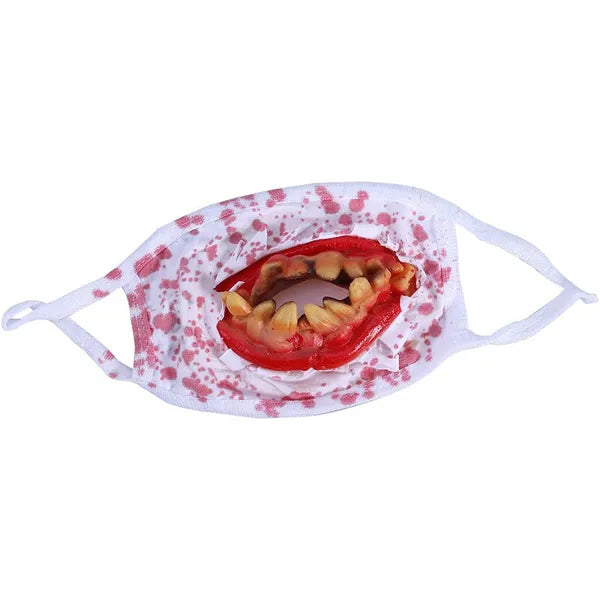 Véres fogú horror Halloween maszk, univerzális méretű, könnyű gumi fogakkal