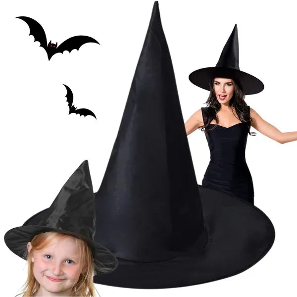 Fekete, kúp alakú boszorkánykalap Halloweenhez, univerzális méret