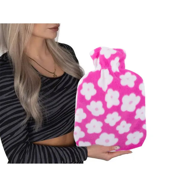 Gumiból készült 1,7 l melegítő palack puha, mosható huzattal 34×19 cm