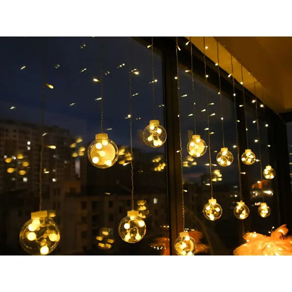 138 LED melegfehér karácsonyi fényfüggöny, IP44, kültéri-beltéri