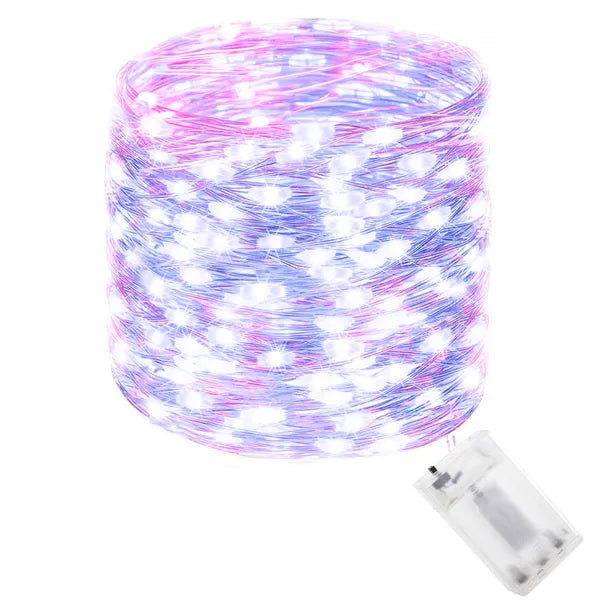 100 LED-es elemes fényfüzér, 9,9 m, rózsaszín-kék