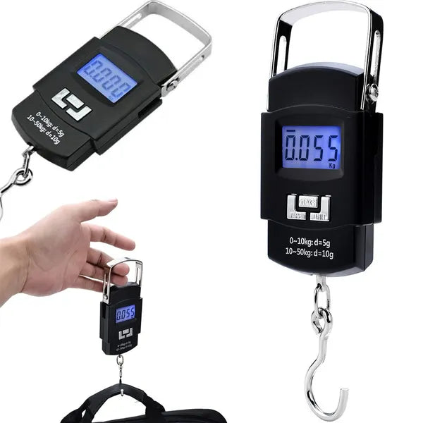 Akasztós elektronikus utazómérleg 50kg lcd