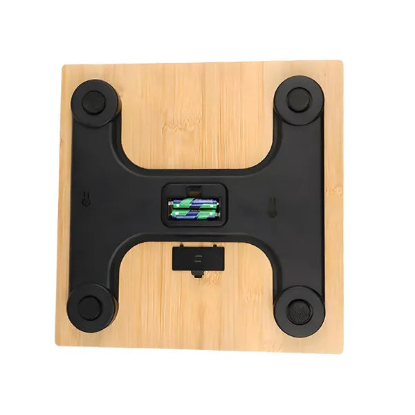 Bambusz digitális személymérleg LCD kijelzővel, hőmérő, 180 kg
