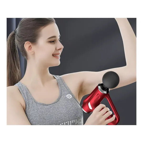 Masszázspisztoly 30 W, 32 fokozat, USB-C, 4 fej, piros