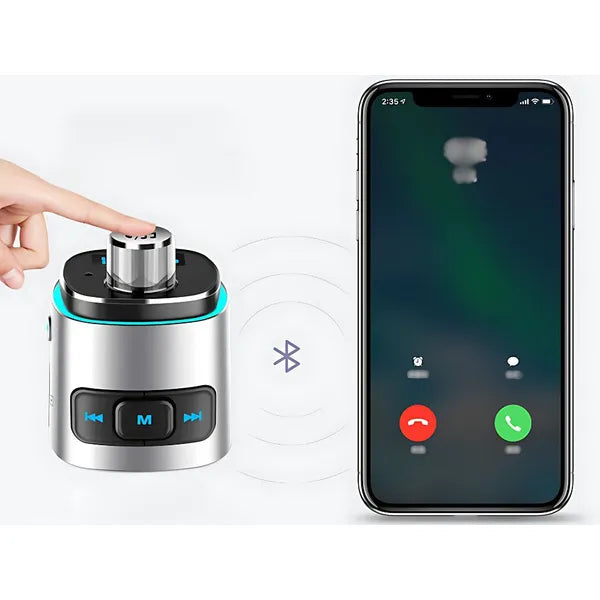 Bluetooth FM autós töltő, gyorstöltés, 2× USB, LED háttérvilágítás