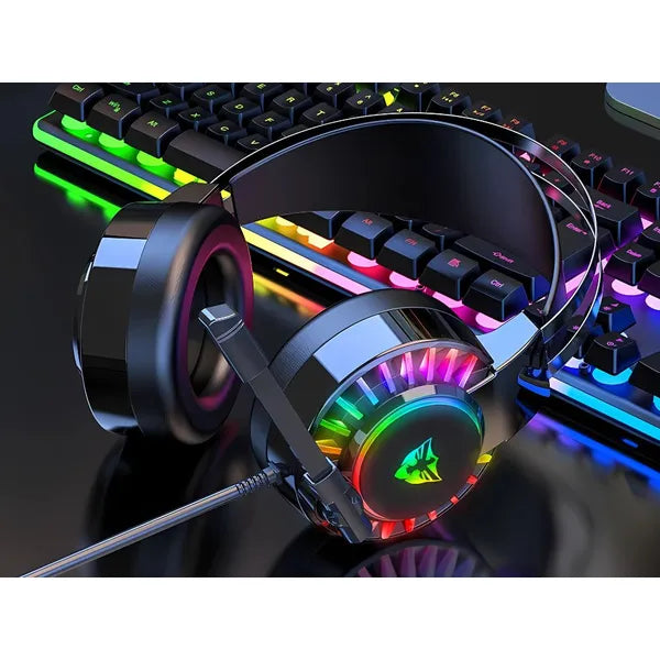 Vezetékes 7.1 RGB gamer fülhallgató mikrofonnal, USB