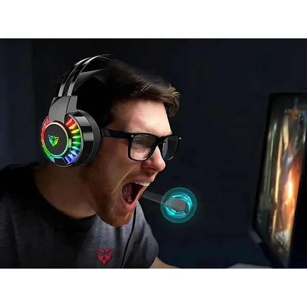 Vezetékes 7.1 RGB gamer fülhallgató mikrofonnal, USB