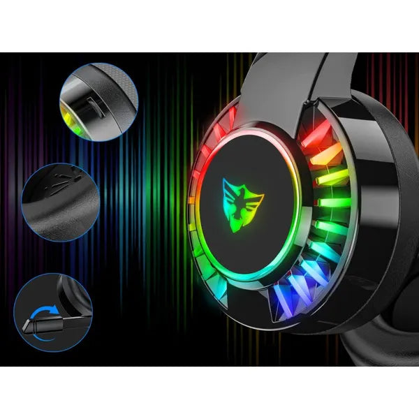 Vezetékes 7.1 RGB gamer fülhallgató mikrofonnal, USB