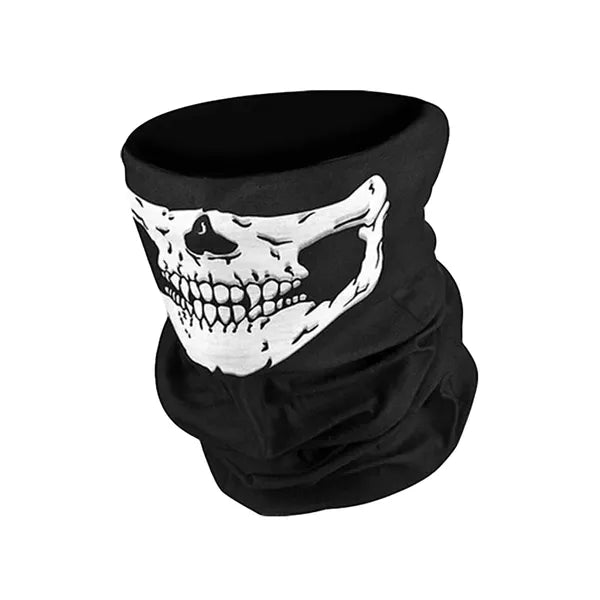 Fekete koponya-mintás univerzális multifunkciós rugalmas csősál/balaclava
