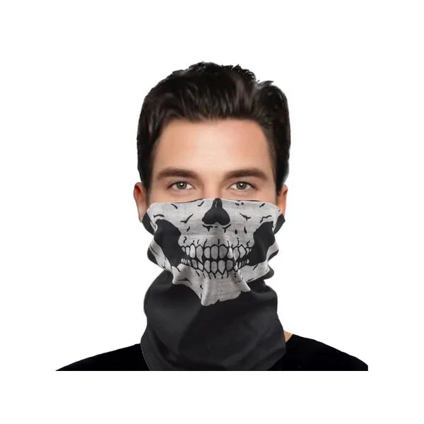 Fekete koponya-mintás univerzális multifunkciós rugalmas csősál/balaclava
