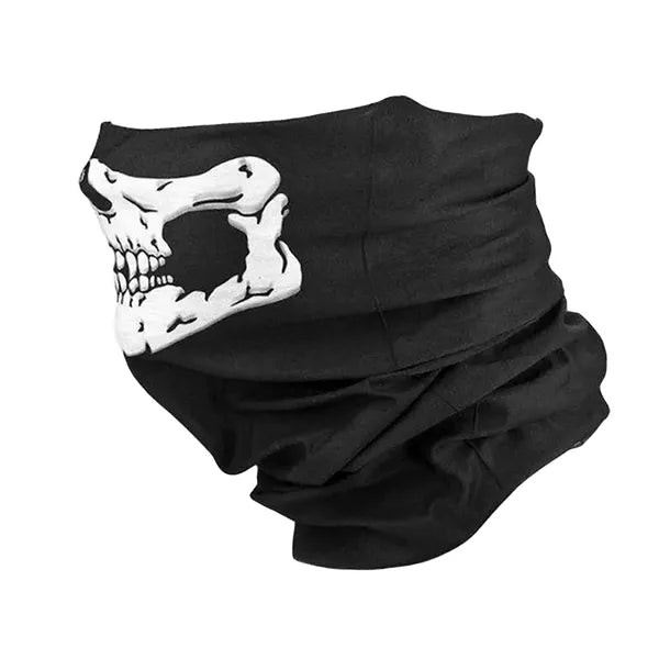 Fekete koponya-mintás univerzális multifunkciós rugalmas csősál/balaclava