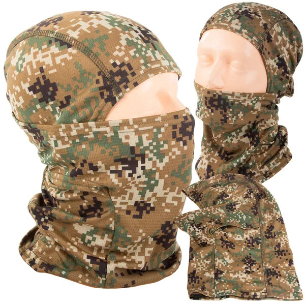 Termoaktív pixel camo balaklava, univerzális motoros terepmintás maszk