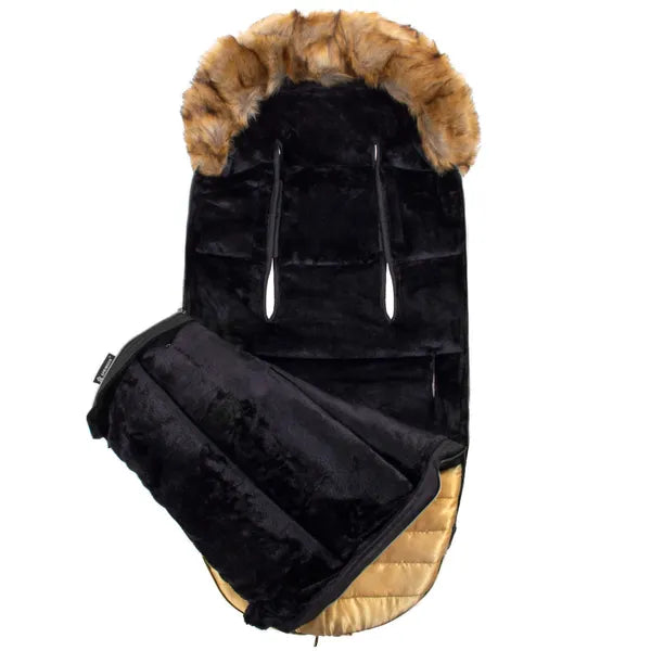 Gyerek bundazsák babakocsiba, fekete-arany, 90×45 cm, vízálló poliészter