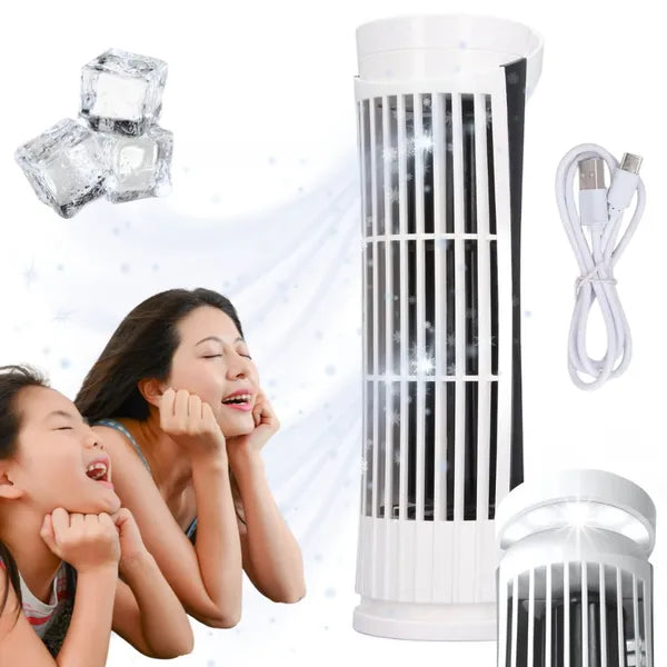 Mini USB oszlop ventilátor LED világítással, 2 fokozat, 26 cm