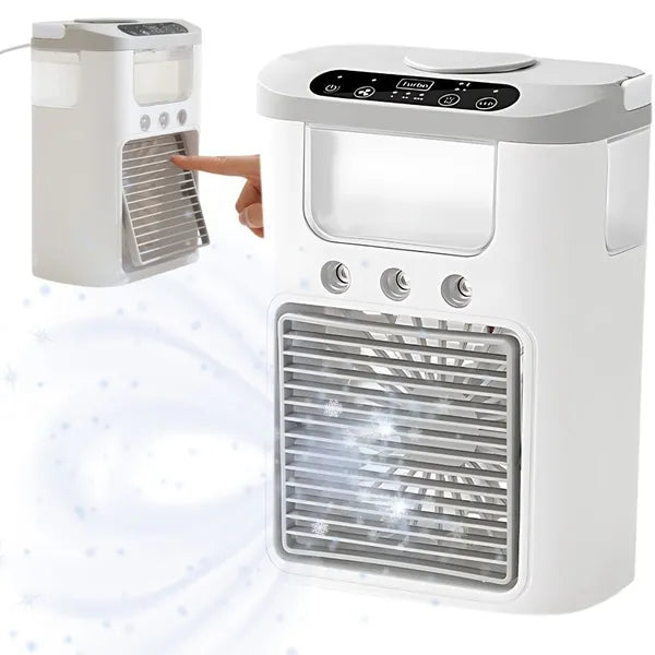 Asztali ventilátor párásítóval, USB-s, RGB LED, 3 fokozat