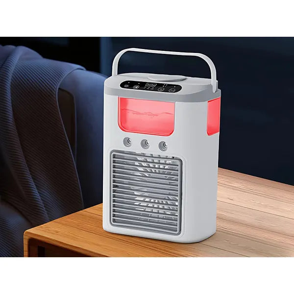 Asztali ventilátor párásítóval, USB-s, RGB LED, 3 fokozat