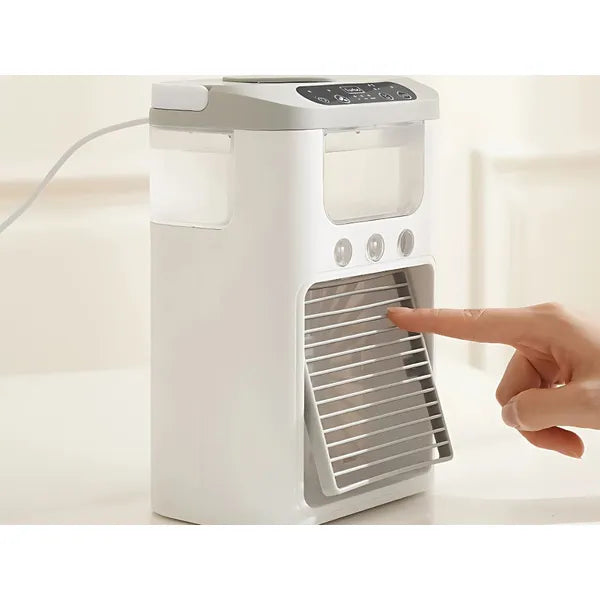 Asztali ventilátor párásítóval, USB-s, RGB LED, 3 fokozat