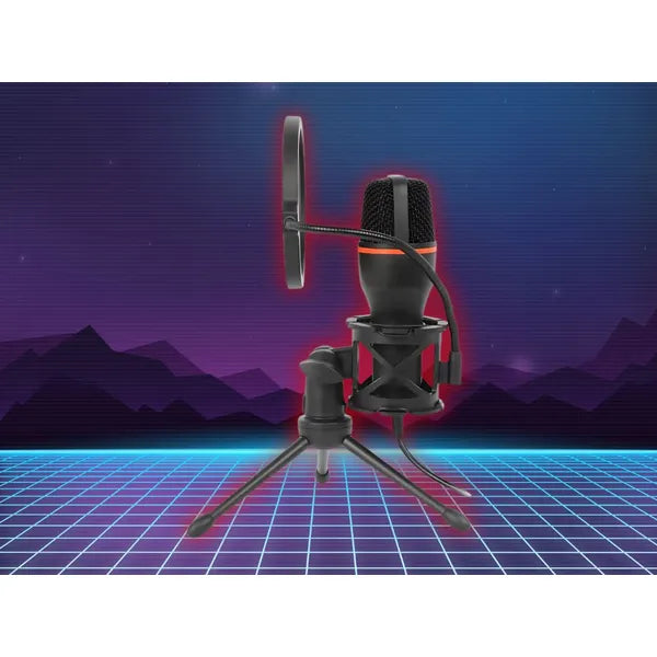 USB RGB kardioid stúdiómikrofon tripod állvánnyal és popfilterrel