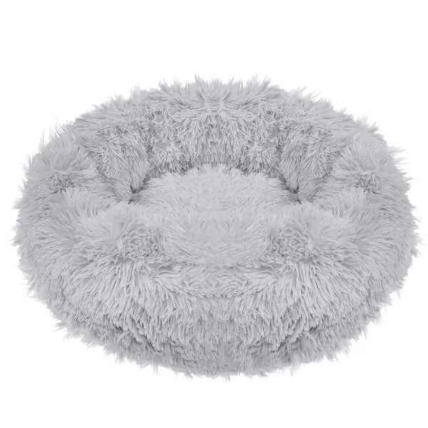 Kerek plüss kutyafekhely 110 cm, szürke, 3XL, csúszásgátló alap