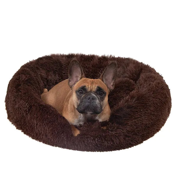 Kör alakú Cozy XL kisállat fekhely, 90 cm, barna, csúszásgátlós