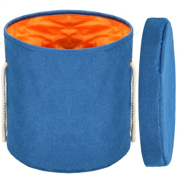 Játék tároló kosár fedéllel és gyűjtőszőnyeggel, 27 l, 30×30 cm, kék