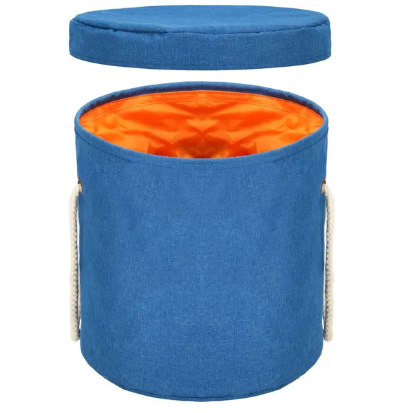 Játék tároló kosár fedéllel és gyűjtőszőnyeggel, 27 l, 30×30 cm, kék