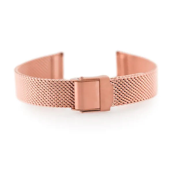 Rosegold mesh fém óraszíj, 14 mm, állítható biztonsági zárral