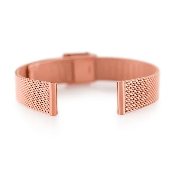Rosegold mesh fém óraszíj, 14 mm, állítható biztonsági zárral