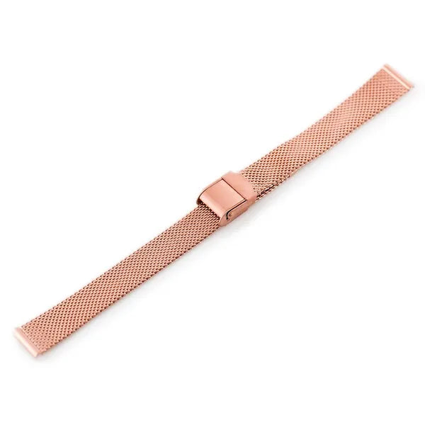 Rosegold mesh fém óraszíj, 14 mm, állítható biztonsági zárral