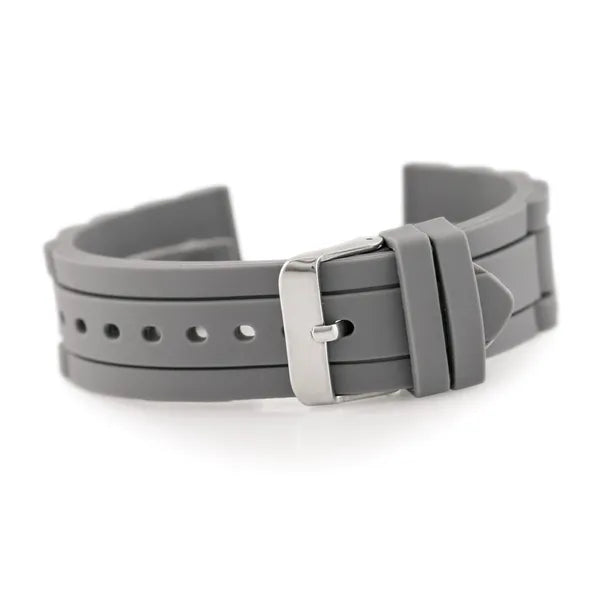 Szürke hullámos gumiszíj órákhoz 20 mm, ezüst csattal