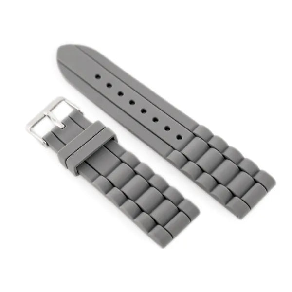 Szürke hullámos gumiszíj órákhoz 20 mm, ezüst csattal