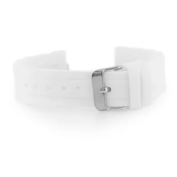 Fehér 22 mm hullámos gumióraszíj ezüst csattal, 904W