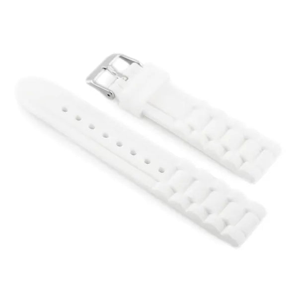 Fehér 22 mm hullámos gumióraszíj ezüst csattal, 904W