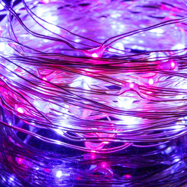 100 LED-es elemes fényfüzér, 9,9 m, rózsaszín-kék