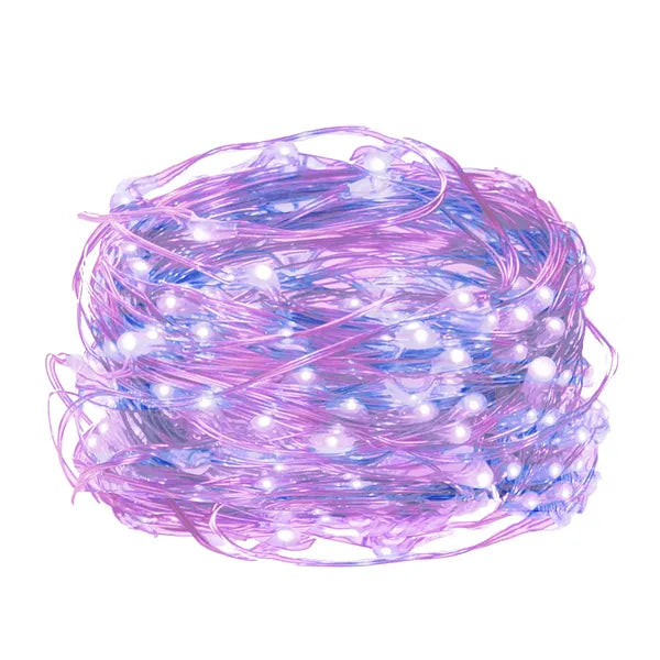 100 LED-es elemes fényfüzér, 9,9 m, rózsaszín-kék