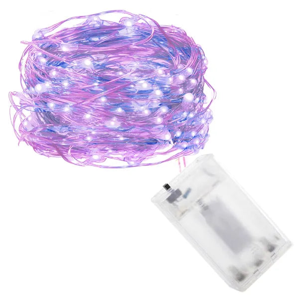 100 LED-es elemes fényfüzér, 9,9 m, rózsaszín-kék