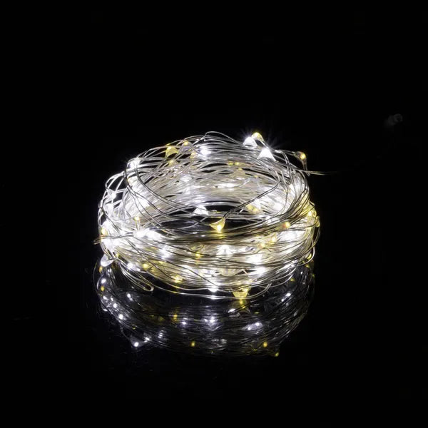 100 LED-es elemes fényfüzér, 9,9 m, hideg–meleg fehér, IP44