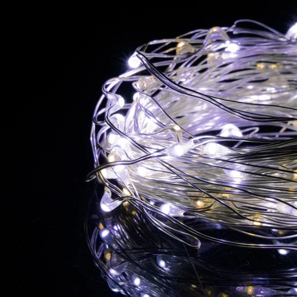 100 LED-es elemes fényfüzér, 9,9 m, hideg–meleg fehér, IP44