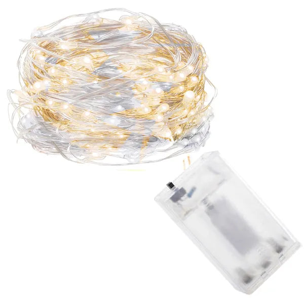 100 LED-es elemes fényfüzér, 9,9 m, hideg–meleg fehér, IP44